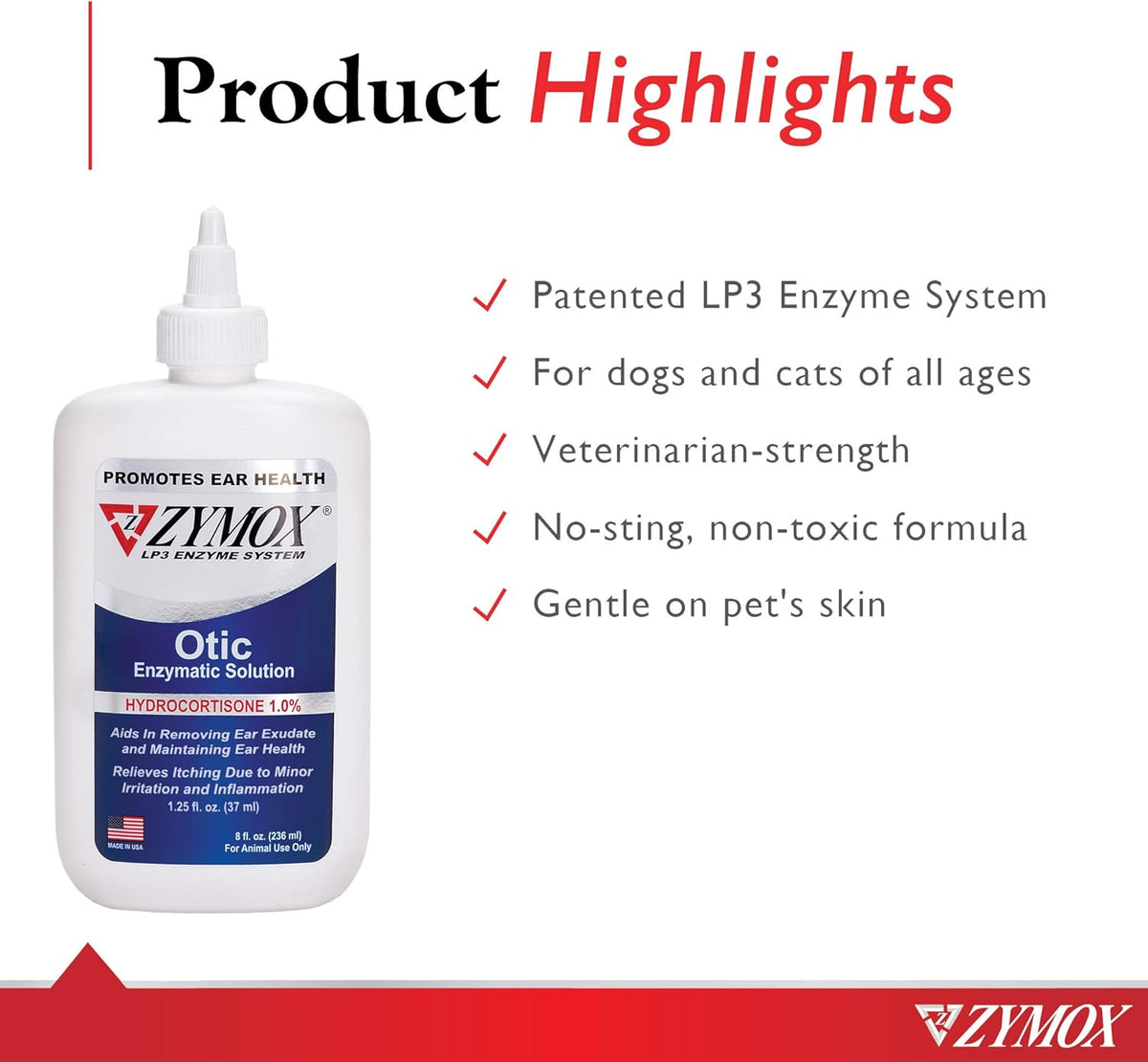 1% Hydrocortisone Enzymatic Ear Solution for Dogs and Cats, 8oz V5238