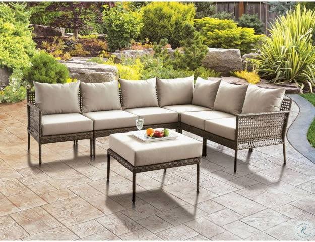 Gray/Beige Patio Ottoman Y930442
