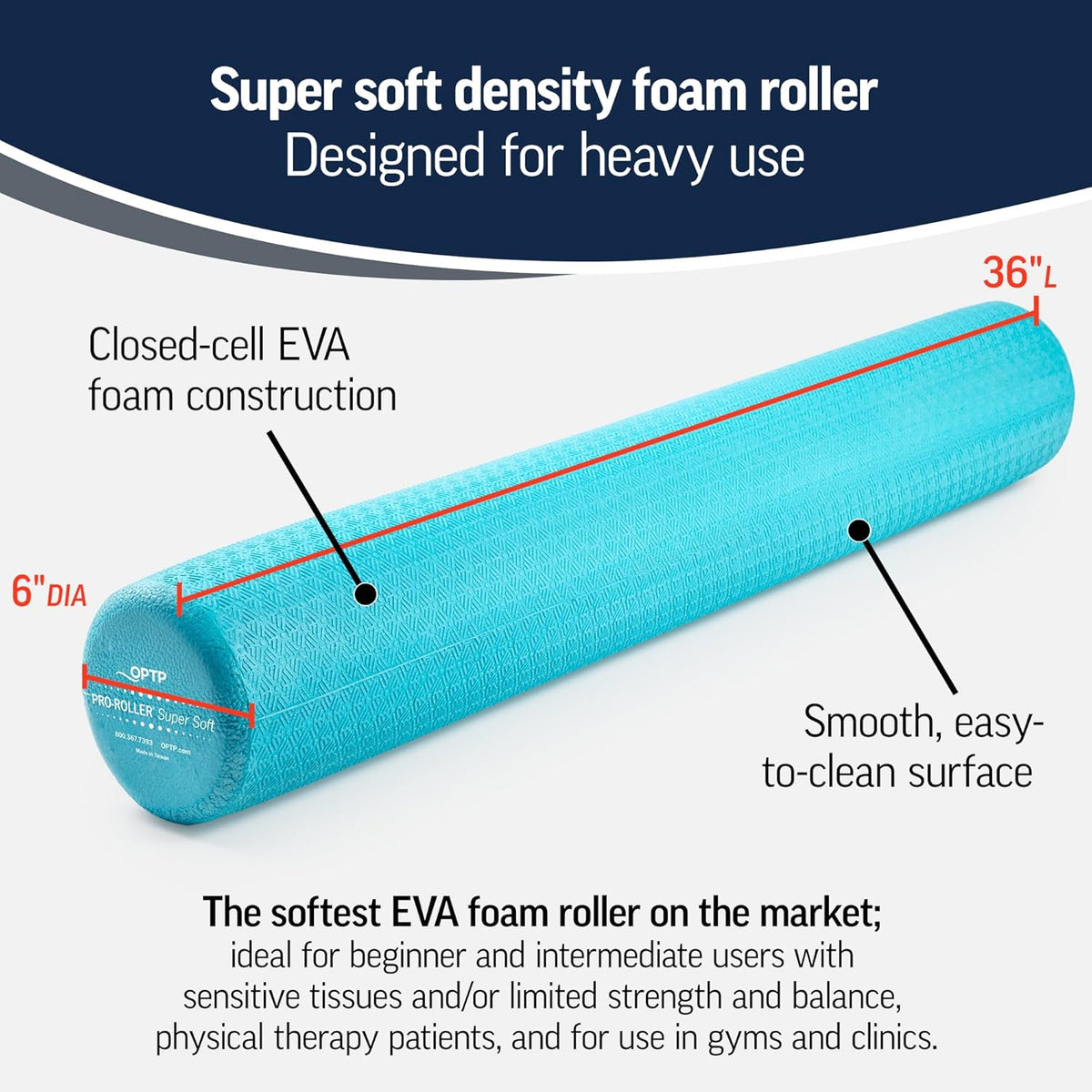 Light Blue Low Density Foam Roller 36 in W19093