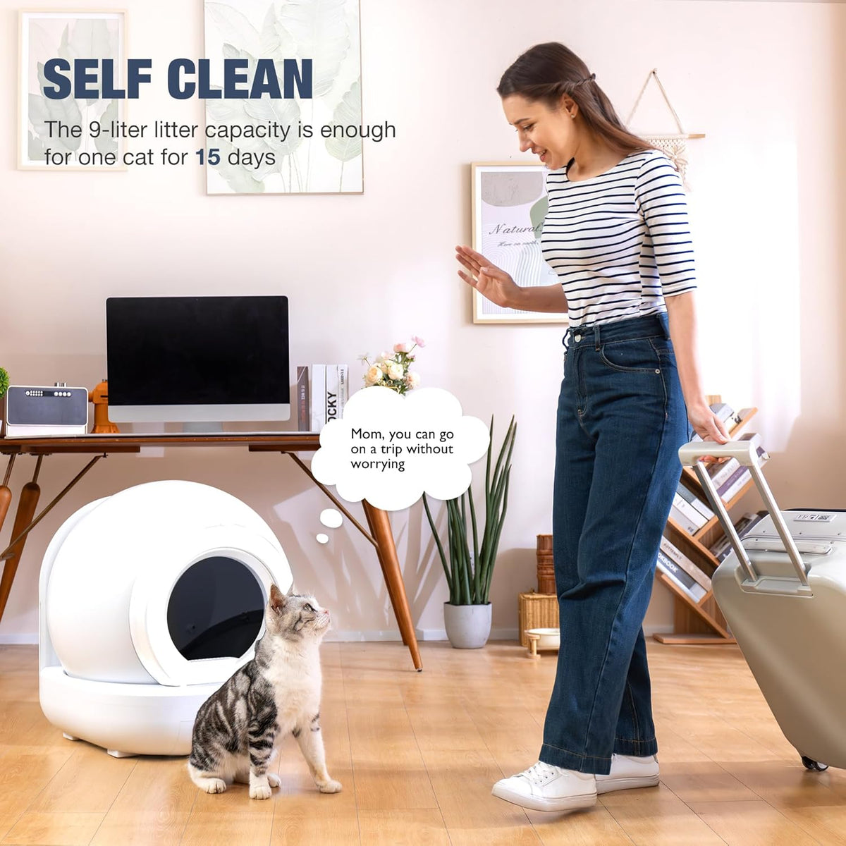 Automatic Self Cleaning Large Capacity Cat Litter Box (Pure White) R58292