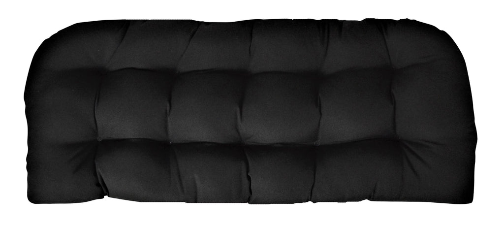 Black Tufted Wicker Loveseat Cushion I855507