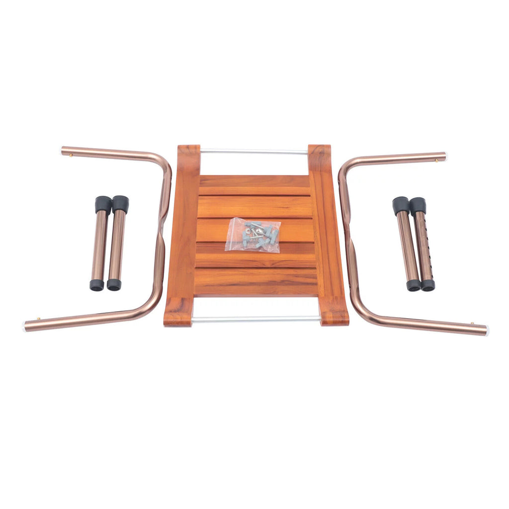 Adjustable Teak Bath Bench Shower Chair 300lbs I991577