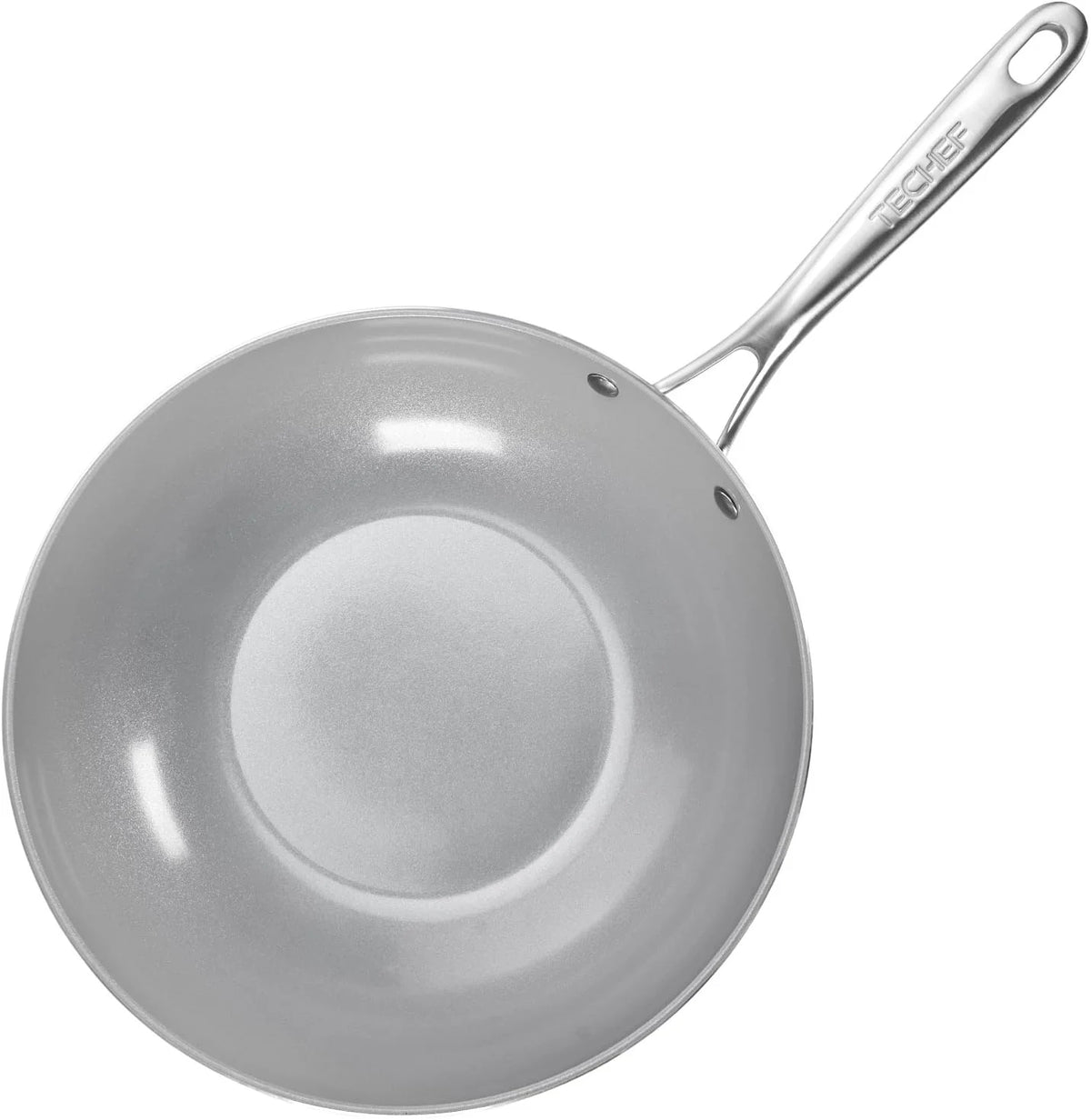 12" Ceramic Nonstick Wok with Glass Lid M220116