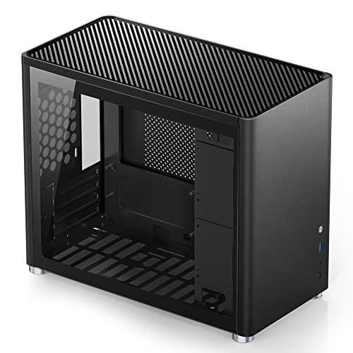 White Mini Micro ATX Tower Computer Case, Aluminum/Steel/Tempered Glass R948798