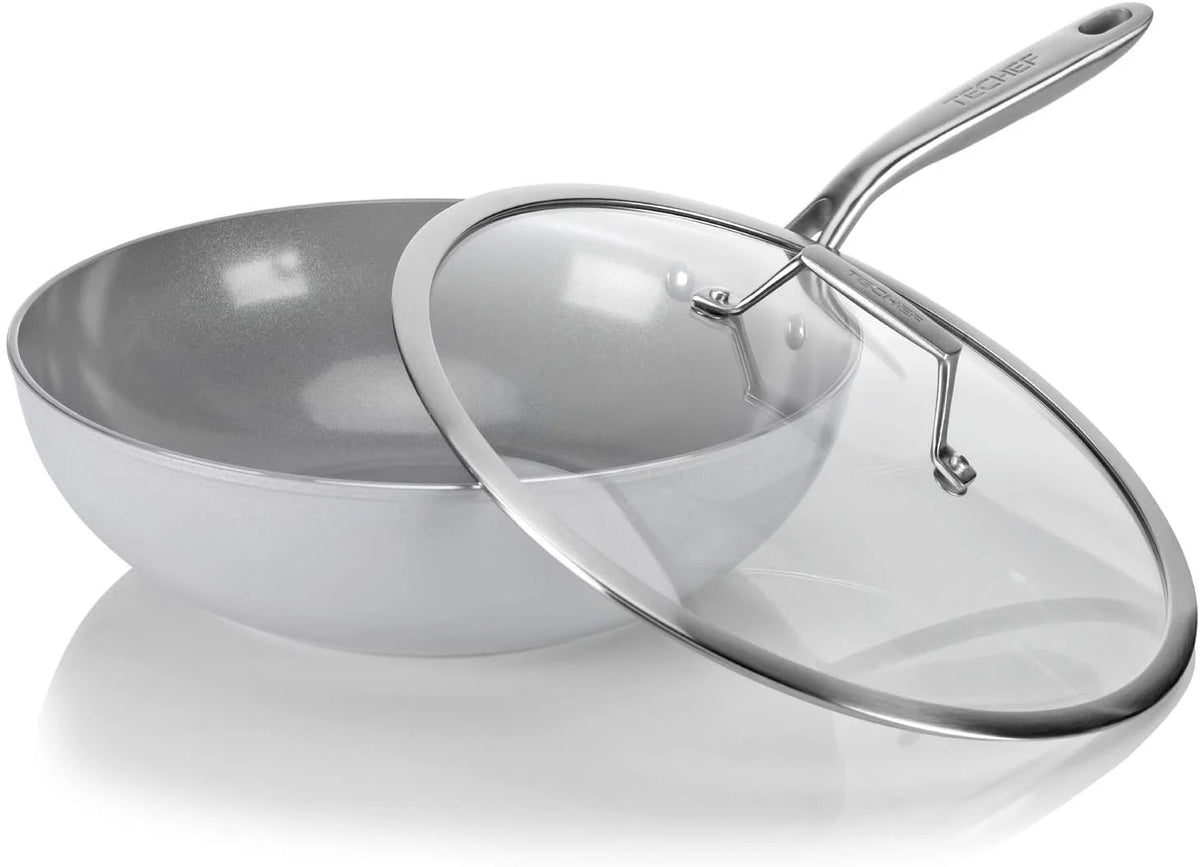 12" Ceramic Nonstick Wok with Glass Lid M220116