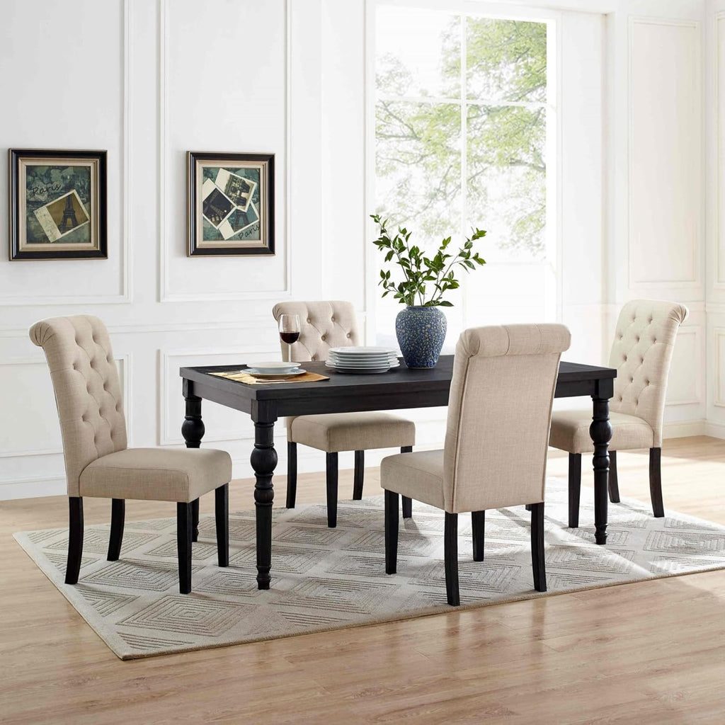 5-Piece Solid Wood Dining Table Set with 4 Upholstered Chairs Q834654