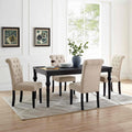 5-Piece Solid Wood Dining Table Set with 4 Upholstered Chairs Q834654