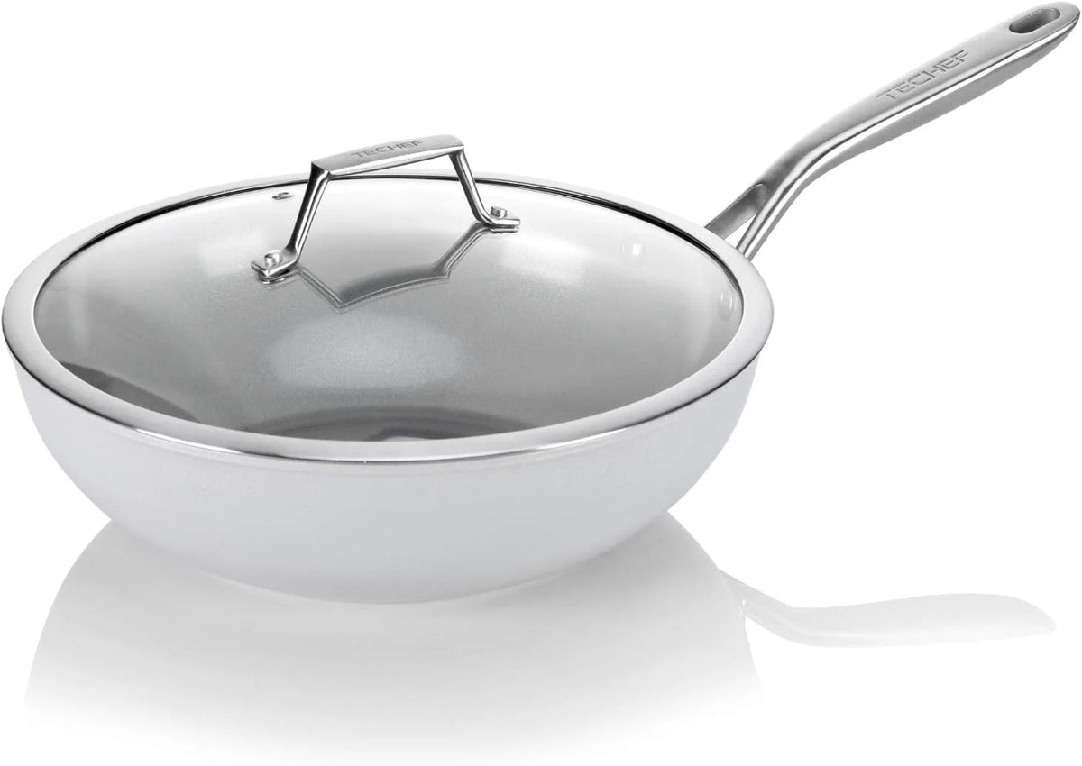 12" Ceramic Nonstick Wok with Glass Lid M220116