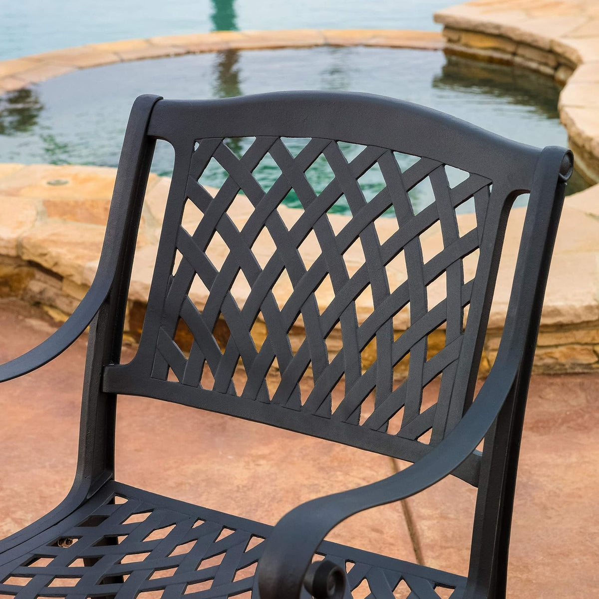 Black Sand Cast Aluminum Chairs 2-Pcs Set T563