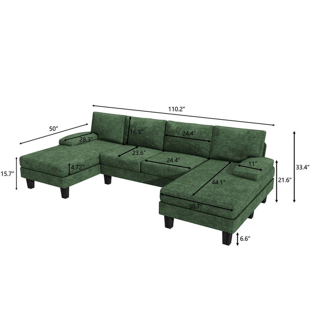 Gray Chenille U-Shape Sectional Sofa O100