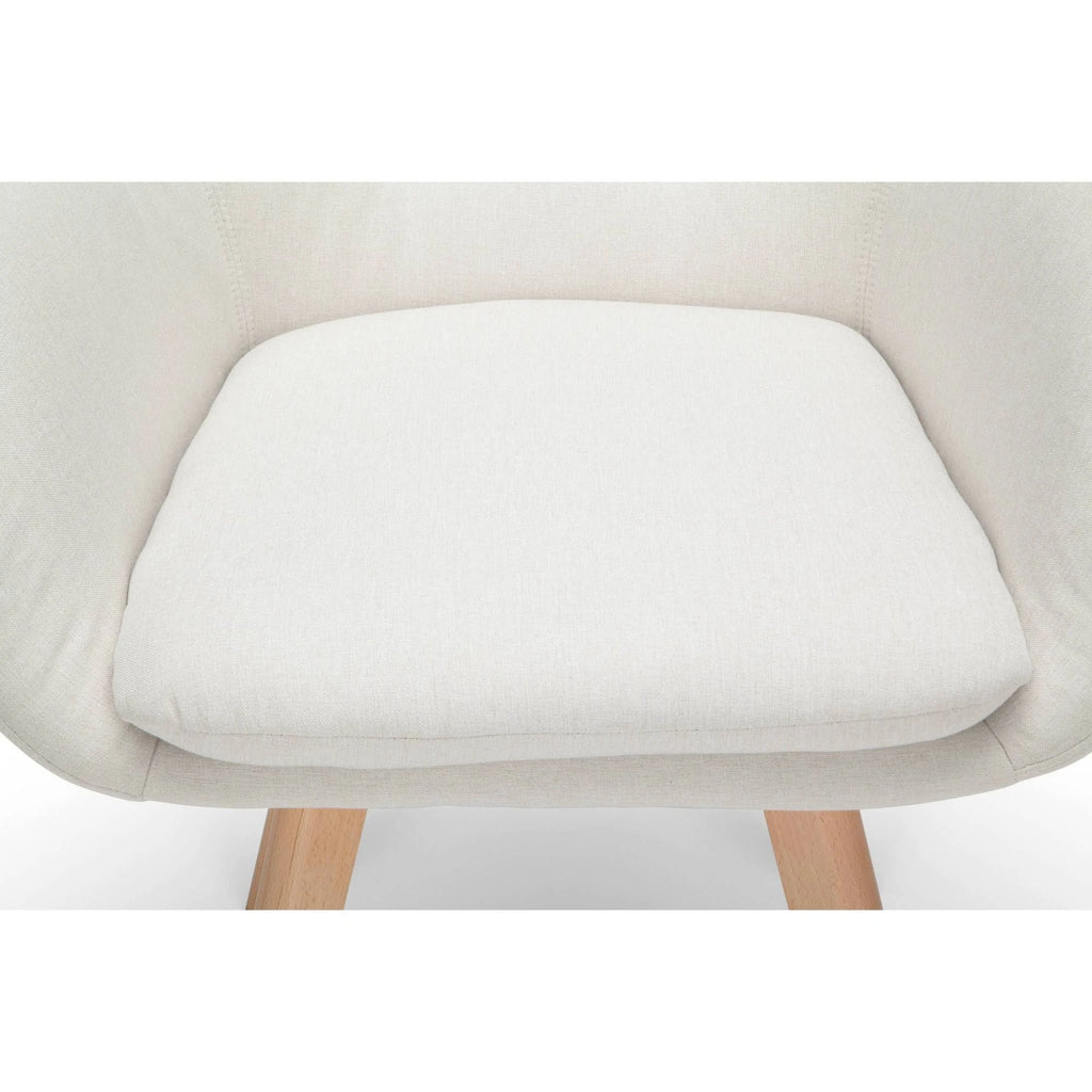 Beige Tufted Fabric Accent Chair with Arms and Solid Beechwood Legs W1578