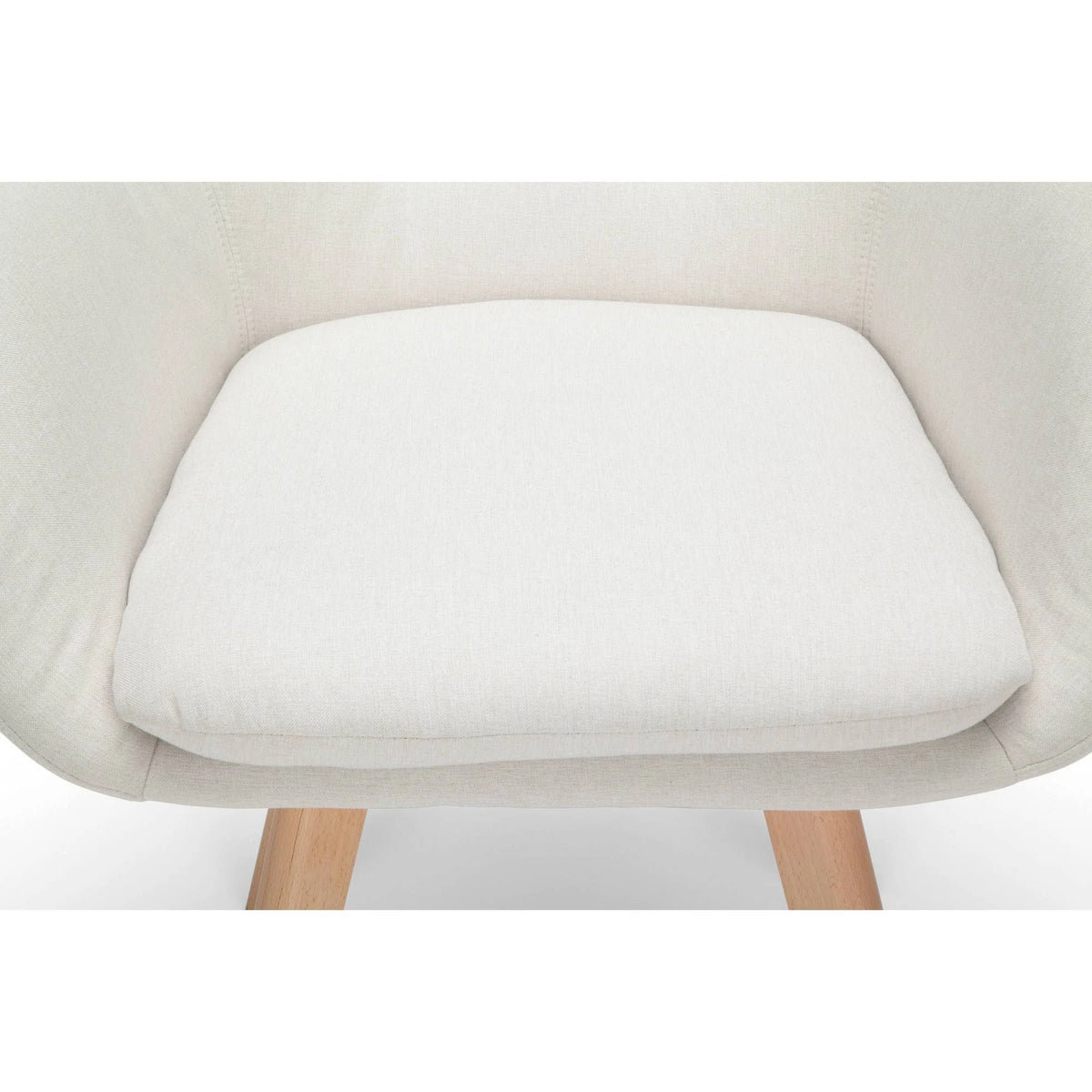 Beige Tufted Fabric Accent Chair with Arms and Solid Beechwood Legs W1578