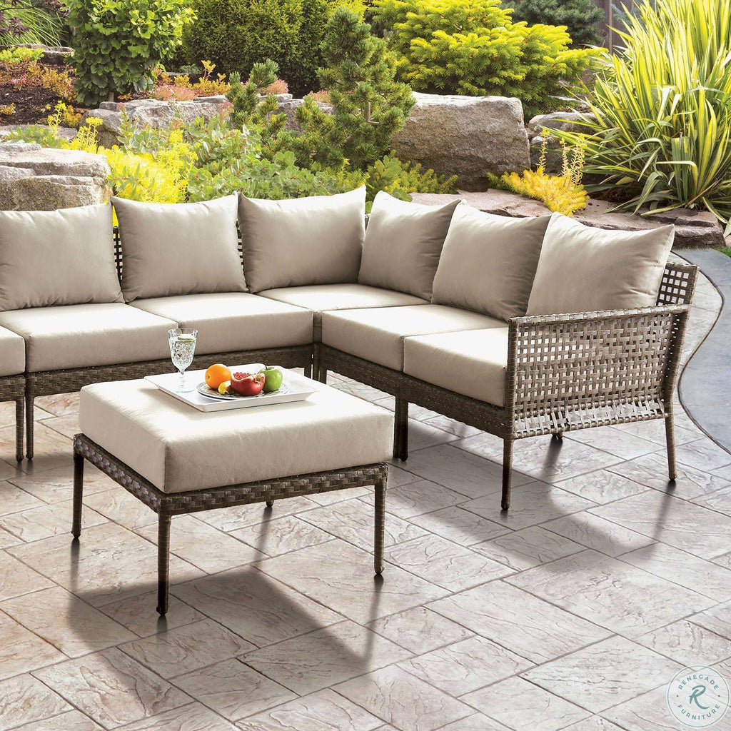 Gray/Beige Patio Ottoman Y930442