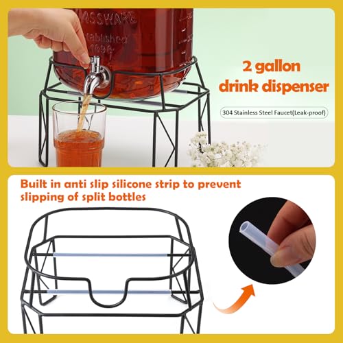 2 Gallon Glass Beverage Dispenser with Stand B665
