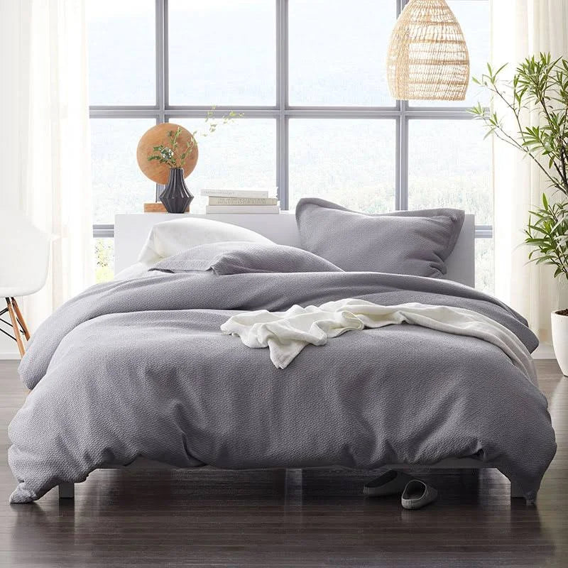 White Geometric Cotton Reversible Full Duvet Cover E4172