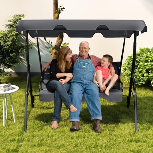 3 Person Porch Swing with Removable Cushion and Canopy X3968