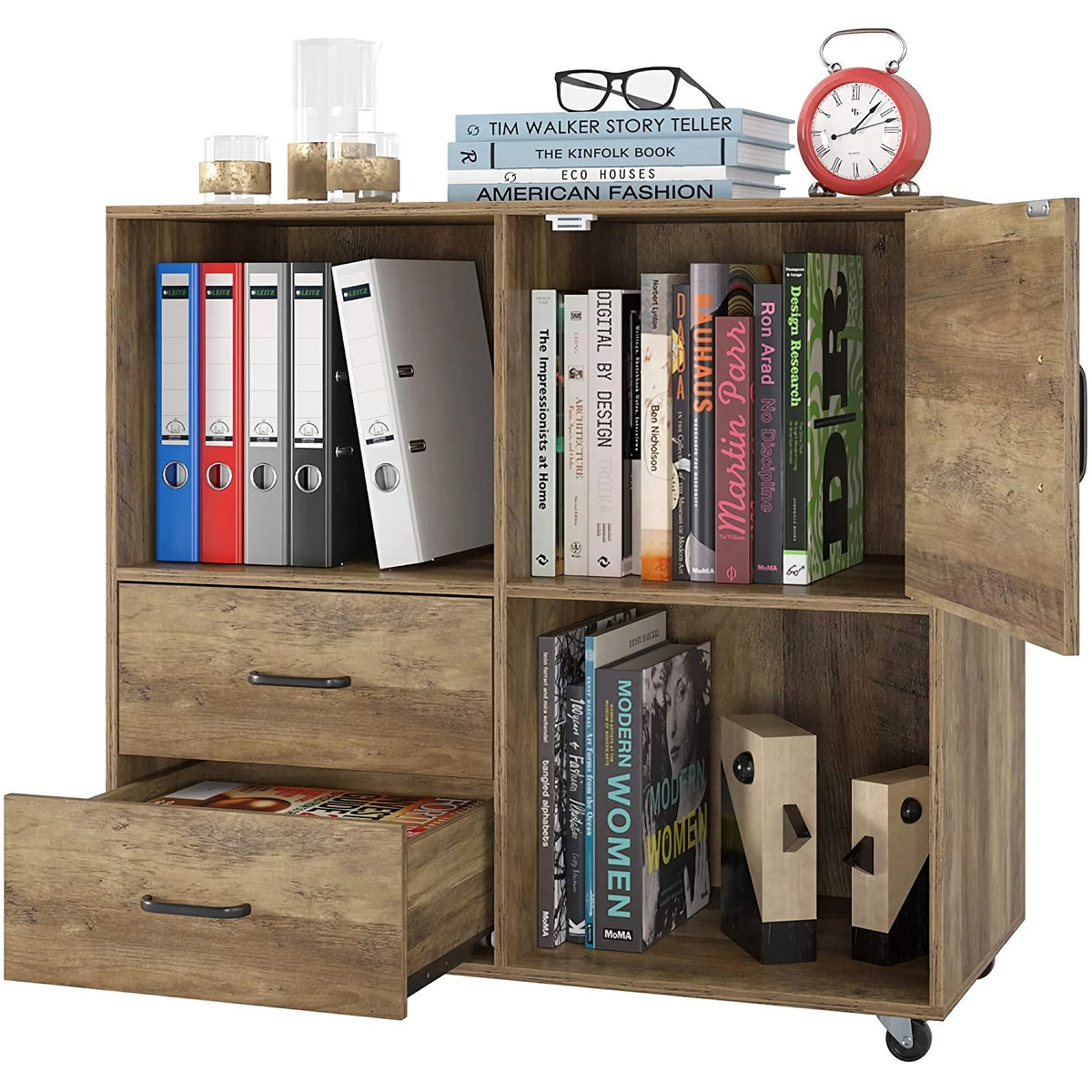Wooden 2 Drawer File Cabinet with Wheels E35611