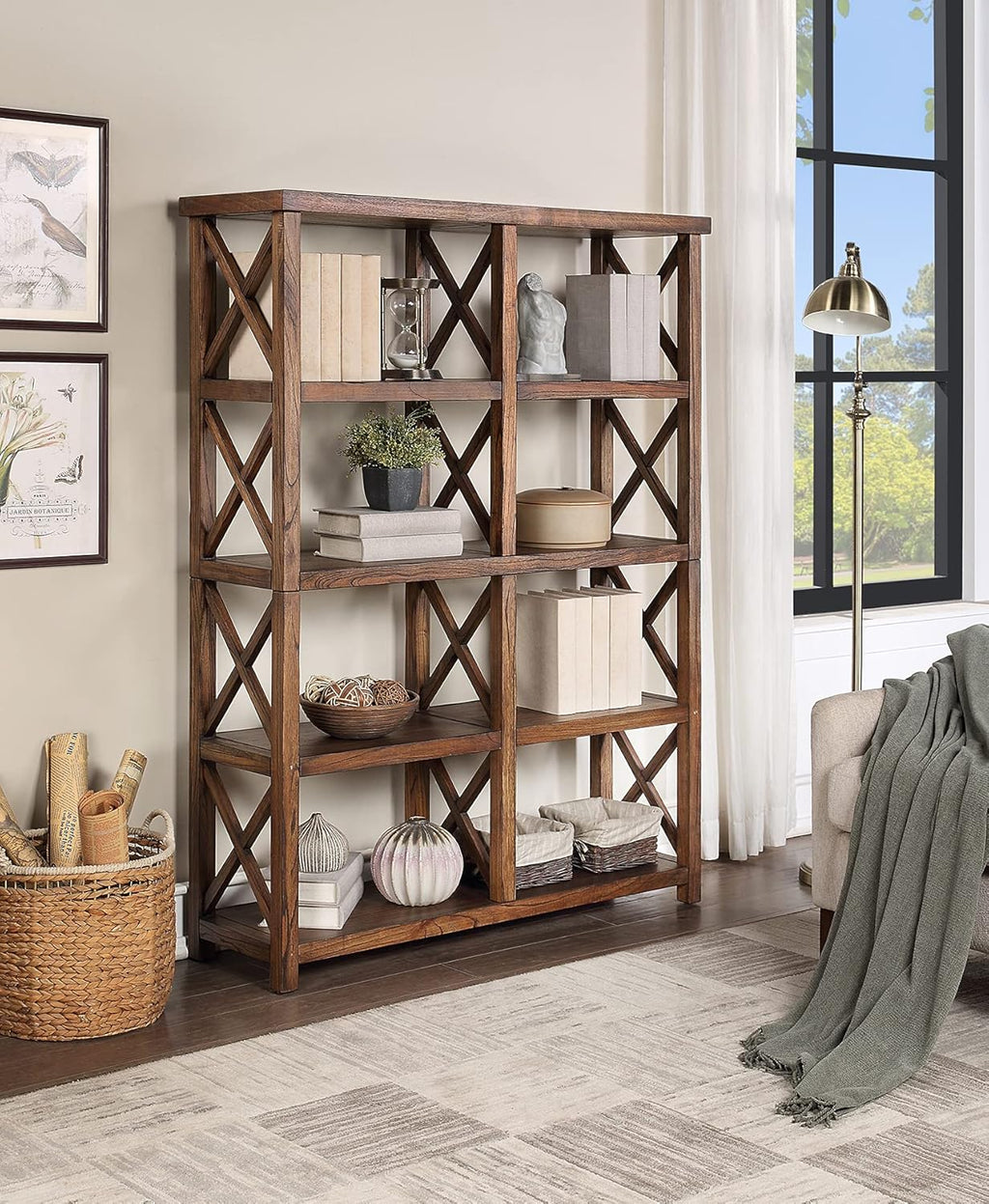 Rustic Ash Gray Tall Bookcase K5444