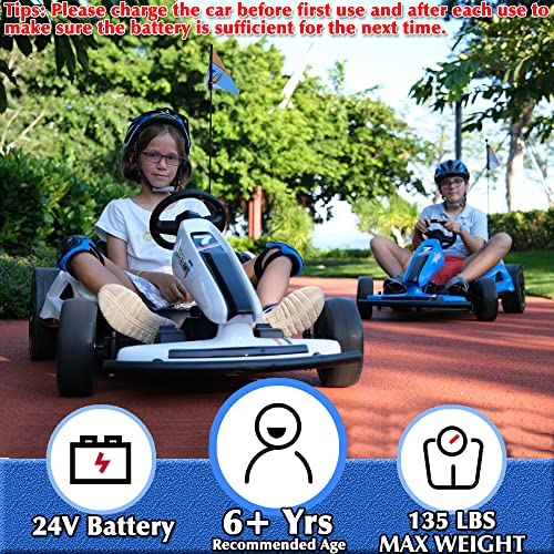 24V 10Ah Electric Go Kart with Drifting Function, 2WD Ride On Car, White G10220