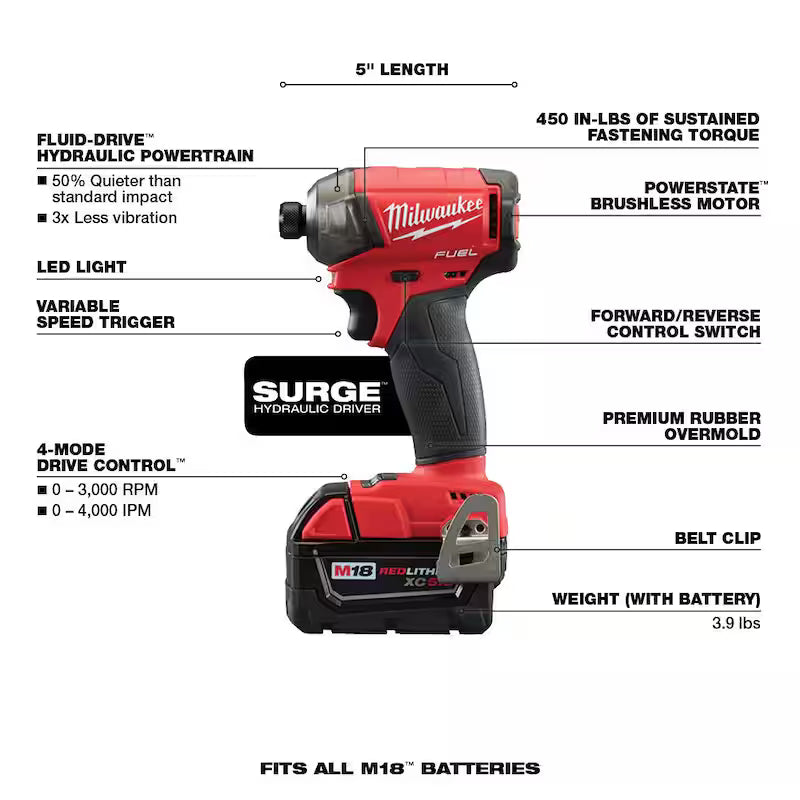 18V Lithium-Ion Brushless Cordless 1/4 in. Hex Impact Driver Kit Y8566