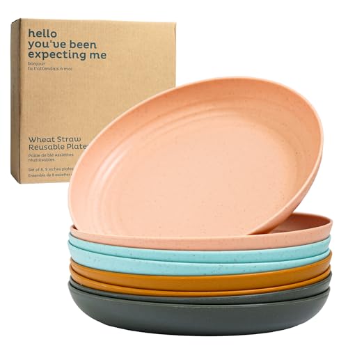 Deep Wheat Straw Dinner Plates Set of 8, Pastel 9" W2588