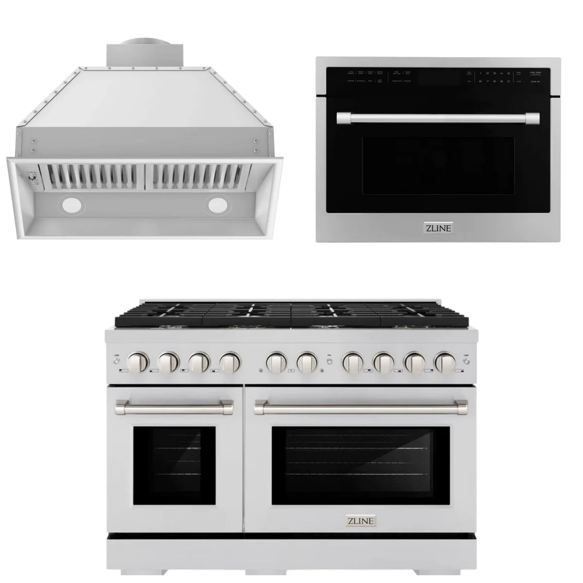 48 Gas Range, Range Hood Insert and Microwave Oven J5128