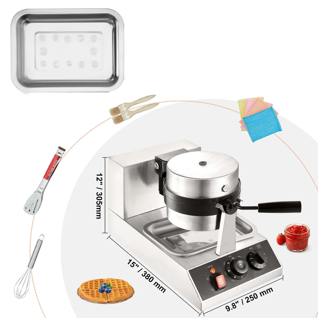 Round Waffle Maker 1300W Non-Stick Waffle Iron S429