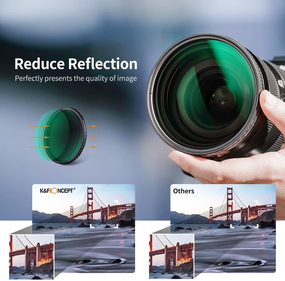 62mm Variable ND3-ND1000 Neutral Density Lens Filter with Multi-Layer Coatings Pack of 2 O3278