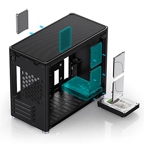 White Mini Micro ATX Tower Computer Case, Aluminum/Steel/Tempered Glass R948798