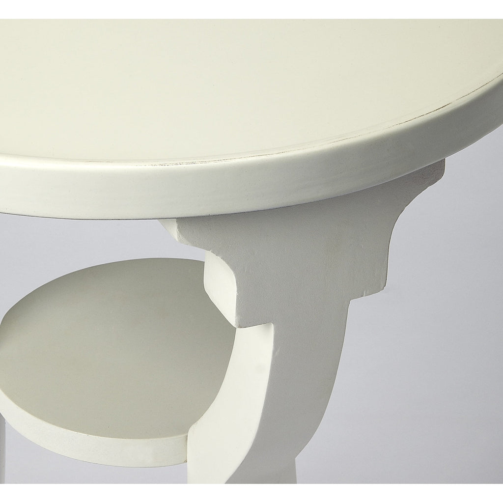 White Wood Round Accent Table B55070