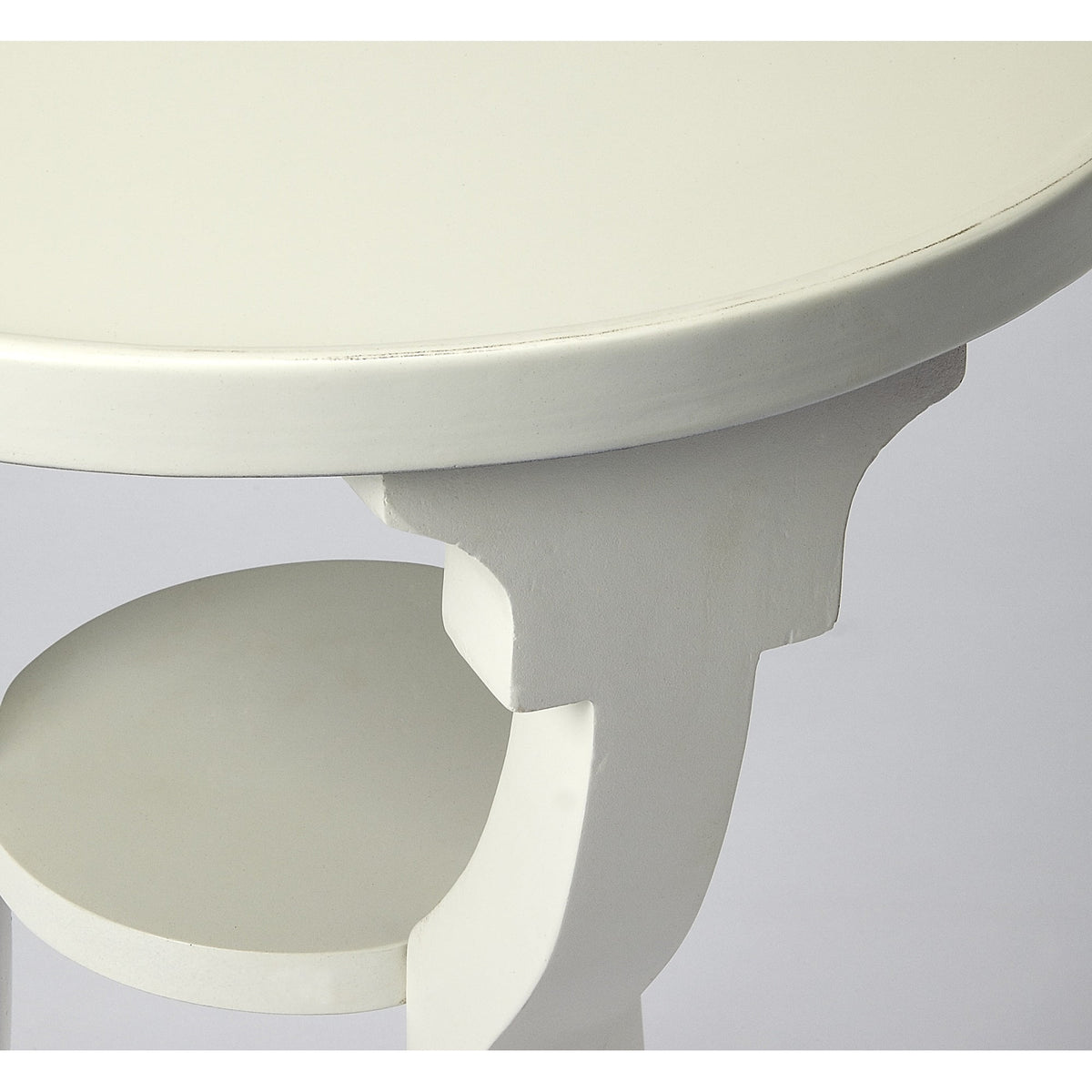 White Wood Round Accent Table B55070