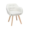 Beige Tufted Fabric Accent Chair with Arms and Solid Beechwood Legs W1578