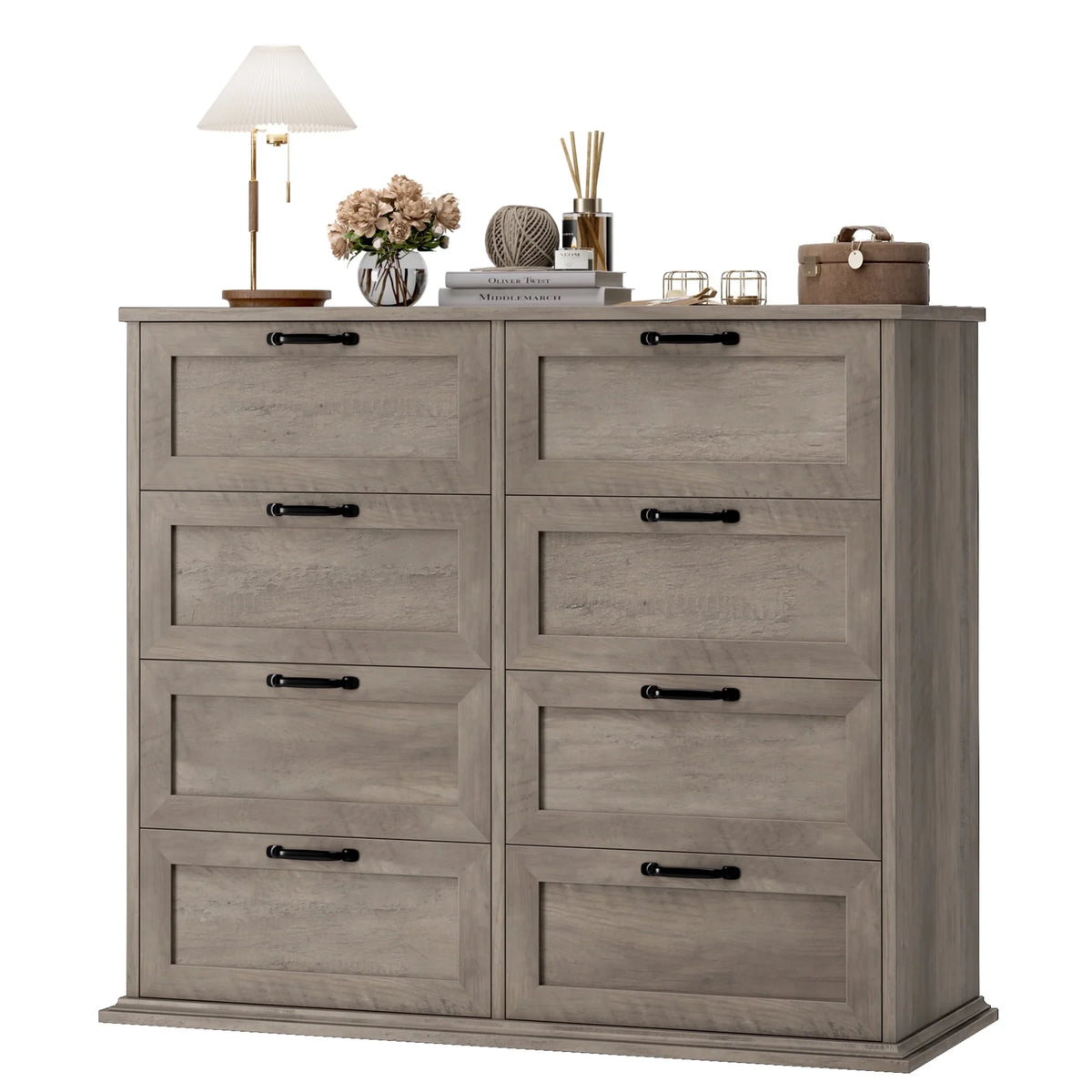 White 8 Drawer Wood Dresser W100384