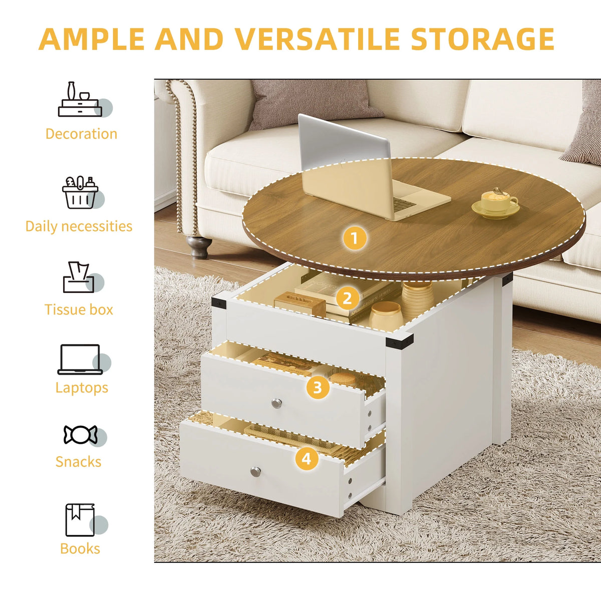 Lift Top Coffee Table with Storage D7034