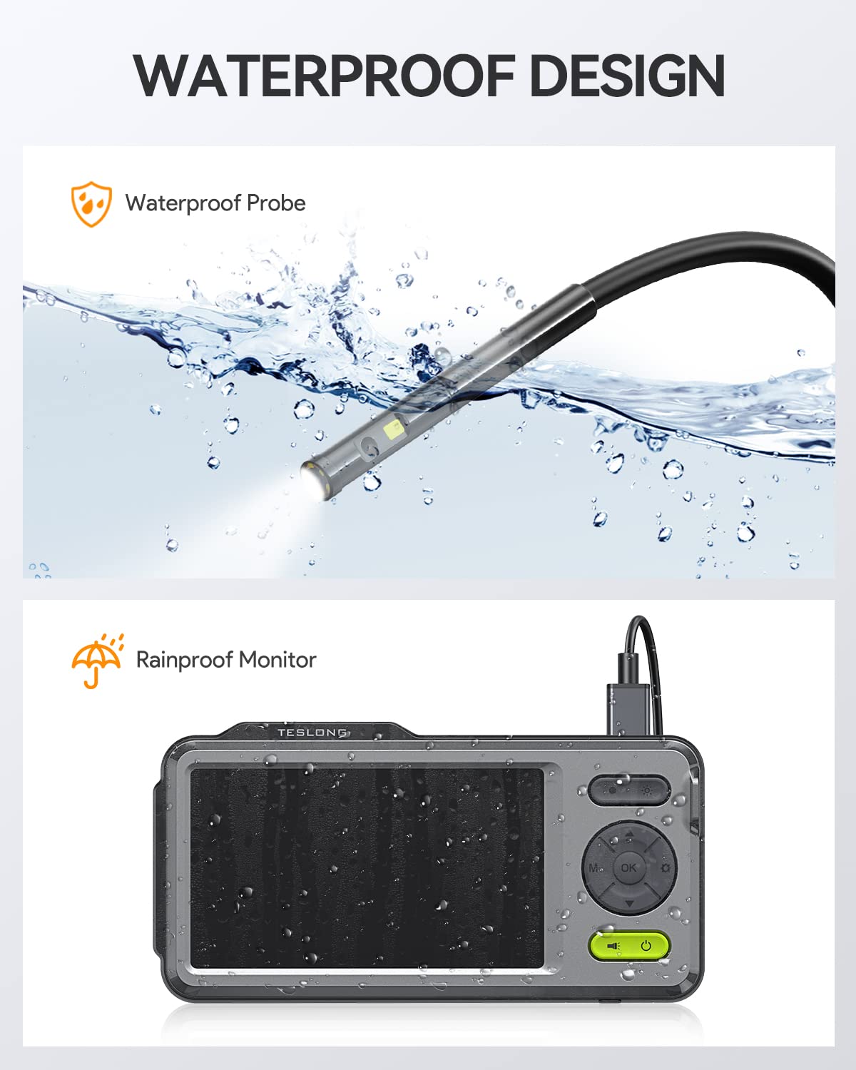 5'' HD Dual Lens Endoscope Borescope Camera with LED Lights M948