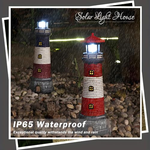 Red Solar Lighthouse Lawn Decoration C420