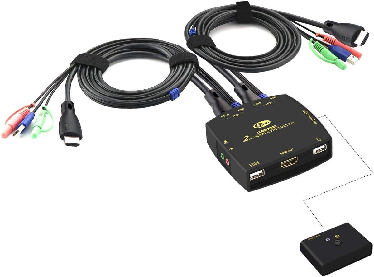 4 Port KVM HDMI Switch with Audio, Microphone, 2 USB 2.0 Hub and Cables D910533