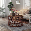 Round Wood Coffee Table with X-Motifs Legs L8097