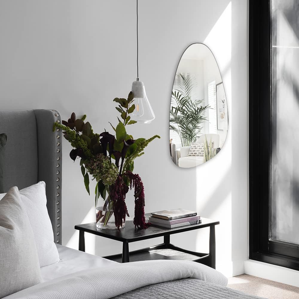 Irregular 20 x 33 Inch Wall Mounted Frameless Mirror F320