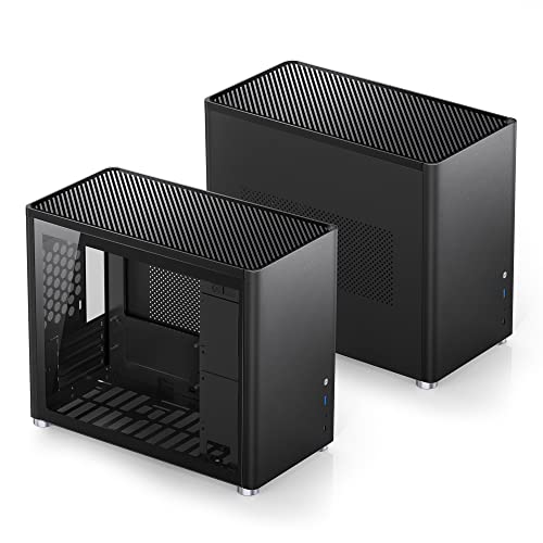 White Mini Micro ATX Tower Computer Case, Aluminum/Steel/Tempered Glass R948798