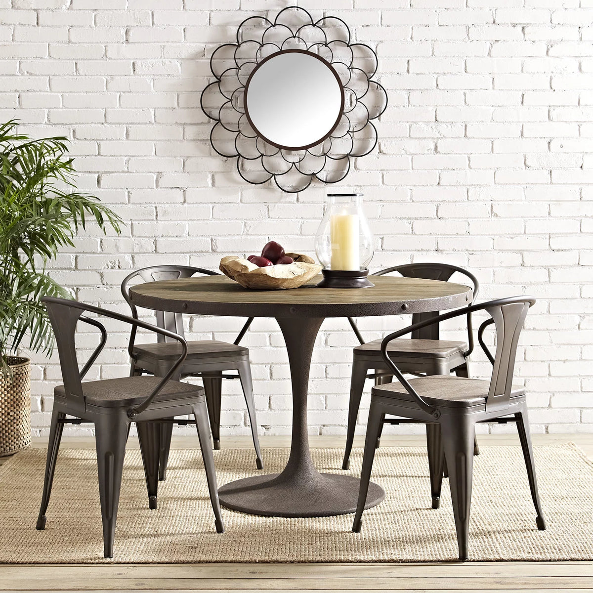 48" Round Wood Top Dining Table O751825