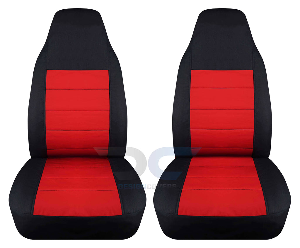 Black and Red Velour Truck Bucket Seat Covers J7209