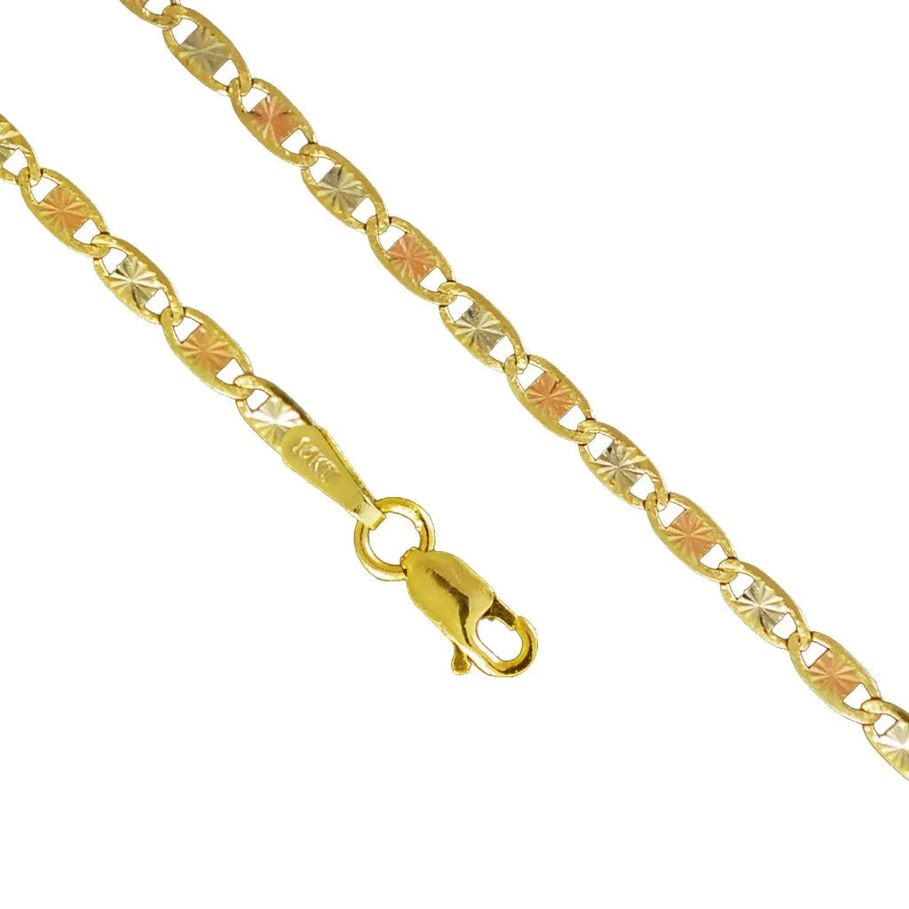 Tri Color Gold Necklace Chain Link Lobster Clasp 20 Inches T72939