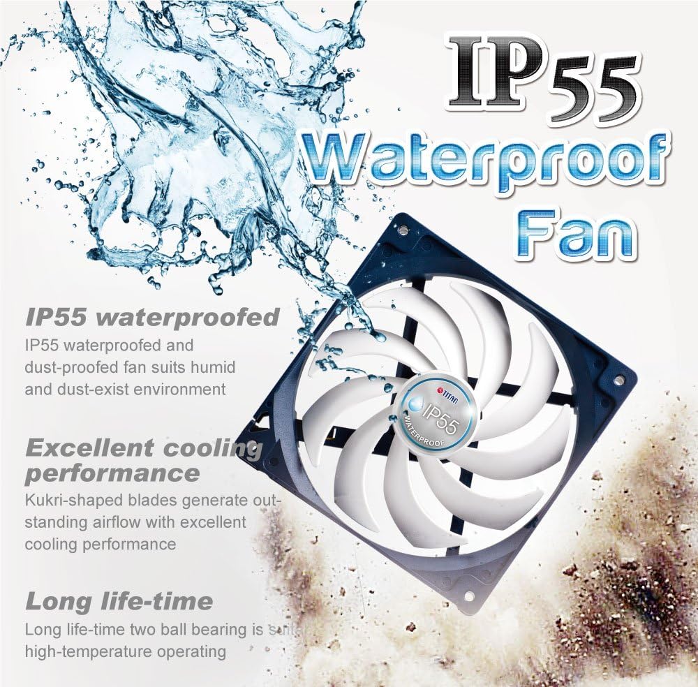 12V DC IP55 Waterproof Dustproof Cooling Fan 140mm 2 Pack Y108796