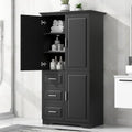 White 3 Door Tall Storage Cabinet with Adjustable Shelves and 3 Drawers Q7736