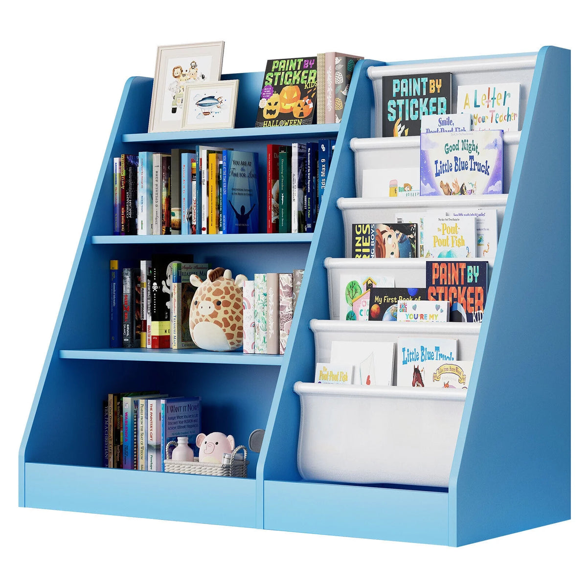 Blue 5-Layer Kids Wooden Bookshelf B174