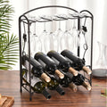 Metal Wine Rack with Glass Holder for 8 Bottles and 8 Glasses G789592