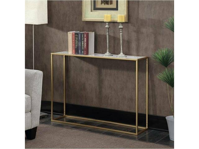 Gold Faux Marble Top Console Table J674242