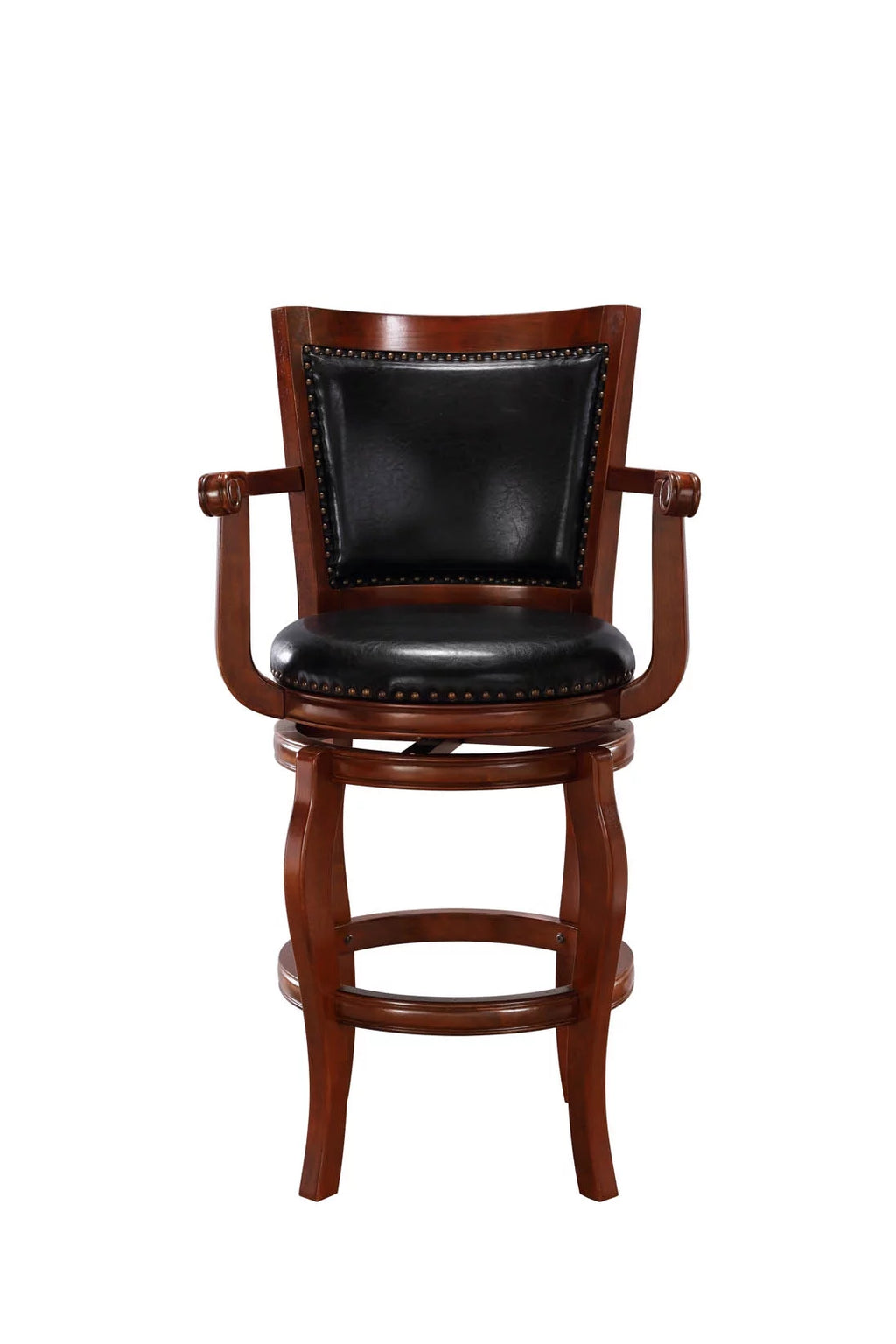 Black Cherry Wood Swivel Bar Stool with Arms E227