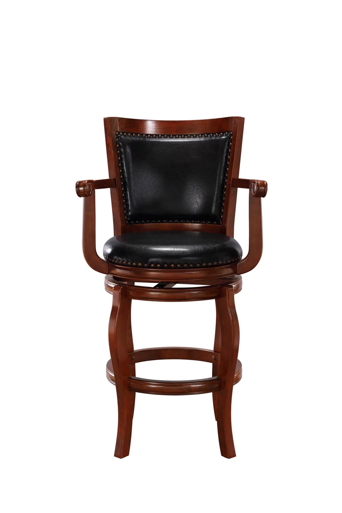 Black Cherry Wood Swivel Bar Stool with Arms E227